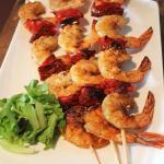 Brochette gambas chorizo