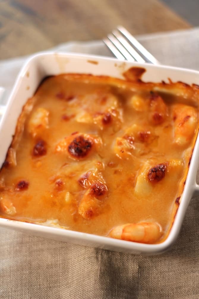 Gratin de crevettes sauce Aurore