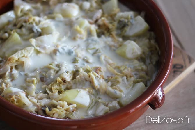 Gratin de chou vert au gorgonzola