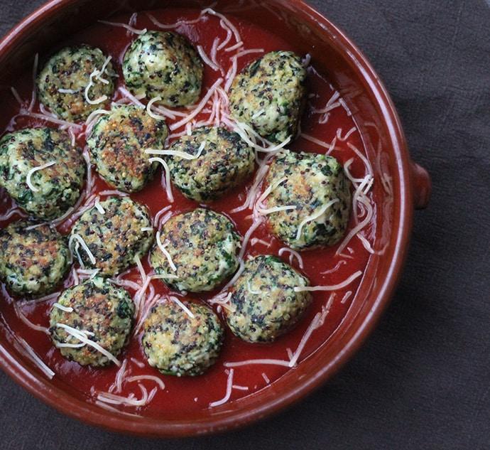 Boulettes de poulet au Quinoa et épinards