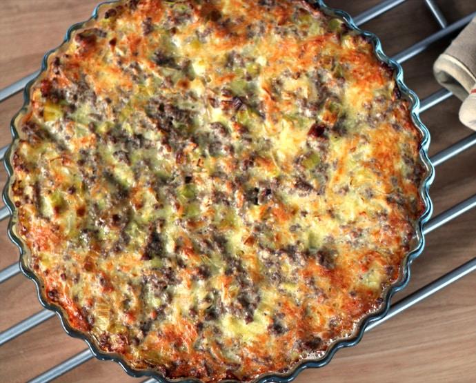 Quiche sans pâte boeuf poireaux