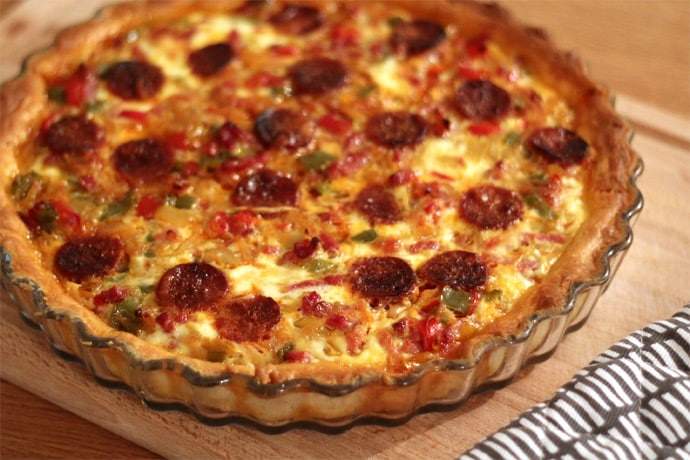 Tarte 3 poivrons au chorizo