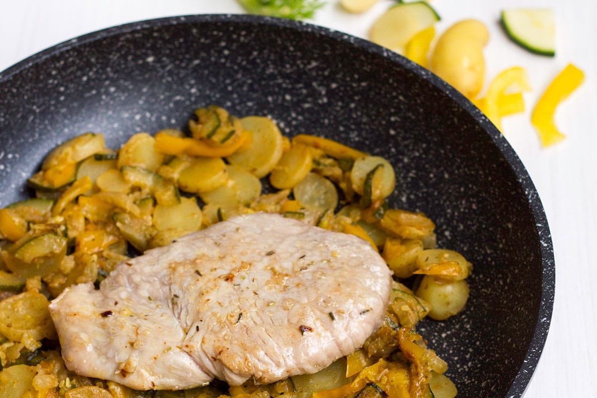 Escalope de veau et légumes grillés