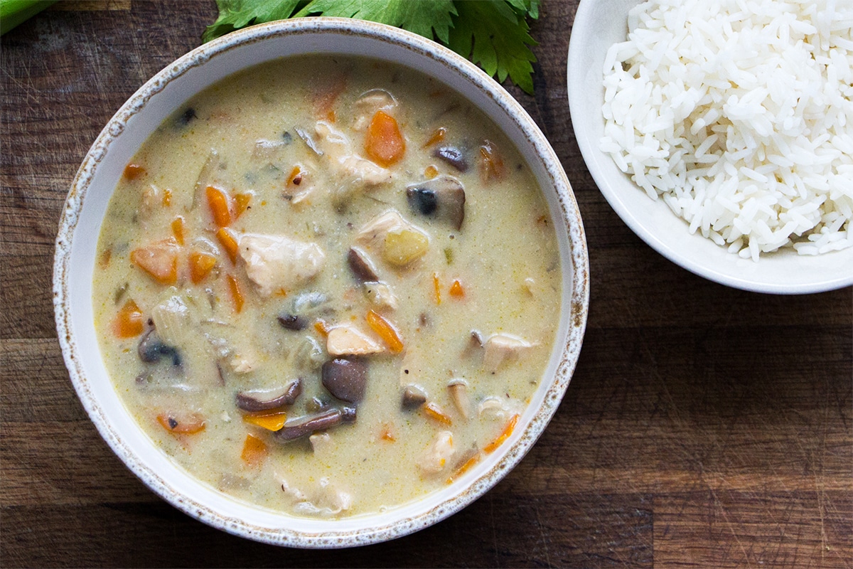 Soupe aux champignons et poulet